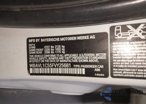 2015 BMW X1 xDrive28I из США, поврежденный, VIN WBAVL1C55FVY25681